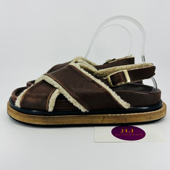 Alohas Women's Marshmallow Leather Fuzzy Shearling Sandals Size 38 EU/ 7-7.5 US - Picture 6 of 13